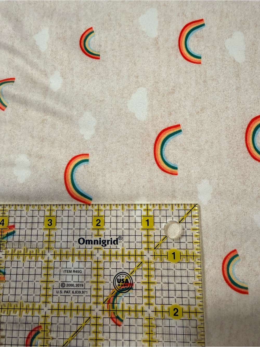 Stretch Fabric- Whimsey Rainbows and clouds - Picture 4 of 4
